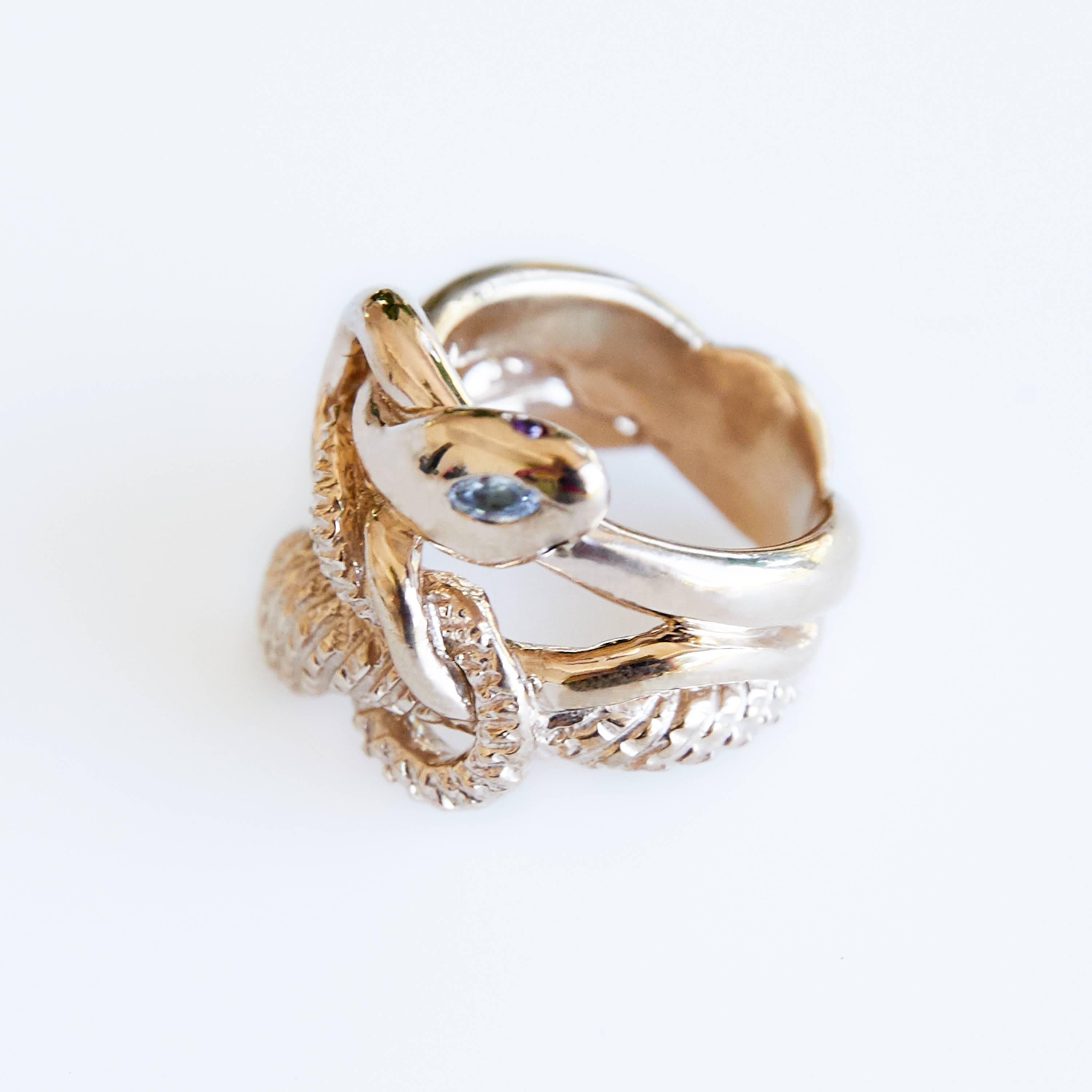 Weißer Diamant-Smaragd-Ring Schlangen Rubin Gold Cocktail-Ring (Viktorianisch) im Angebot