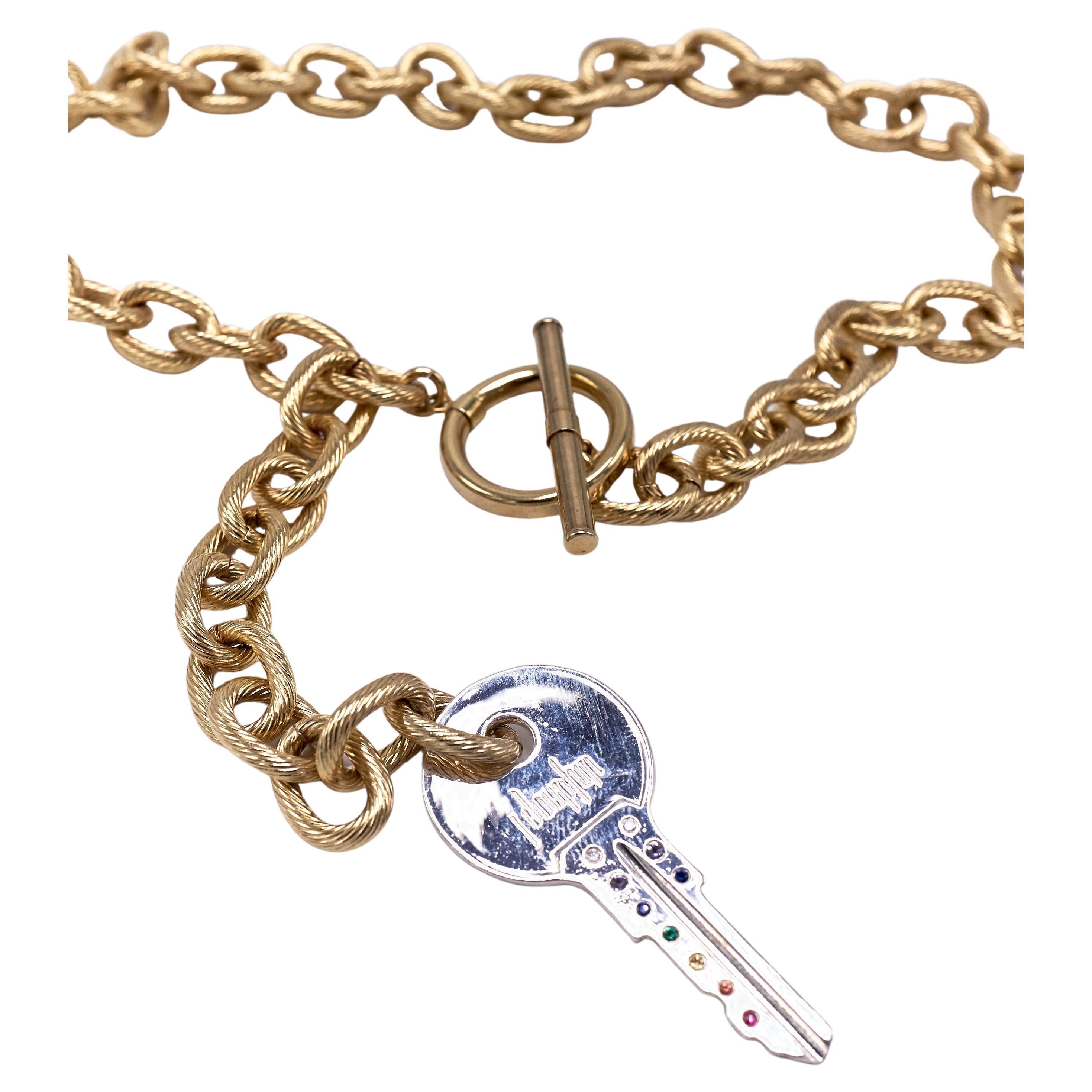 Collar Gargantilla Cadena Gruesa Diamante Blanco Esmeralda Rubí Llave Chakra Piedras Collar de Oro 

Collar J DAUPHIN 