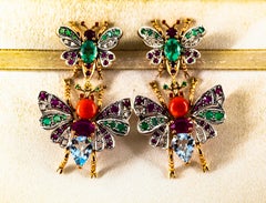 Weißer Diamant Smaragd Rubin Rote Koralle Aquamarin Gelbgold Tropfen Ohrstecker