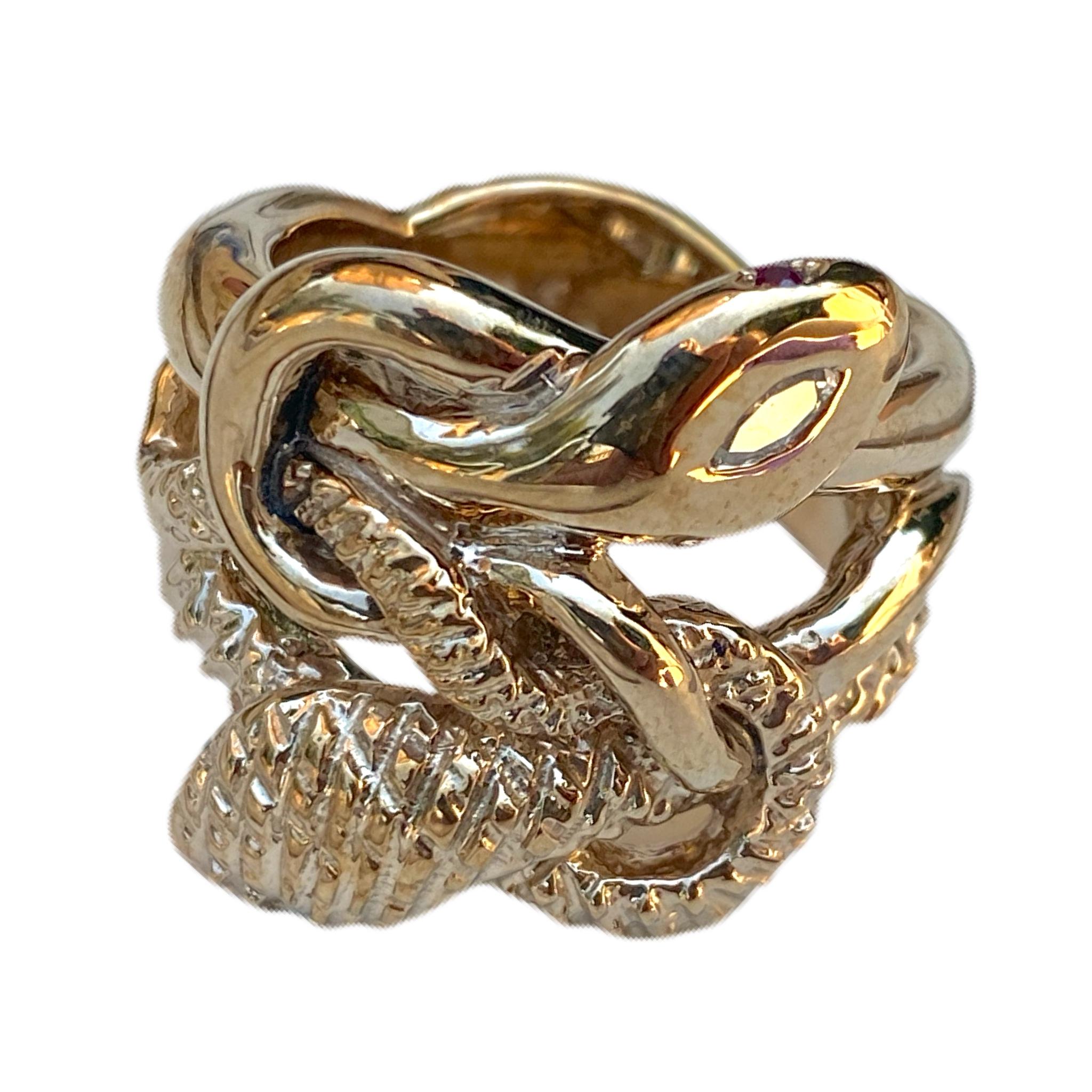 White Diamond Marquis Emerald Ruby Snake Ring Cocktail Ring Bronze J Dauphin

1 marquis White Diamond 2 pcs Emerald 2 pcs Ruby 
J DAUPHIN 