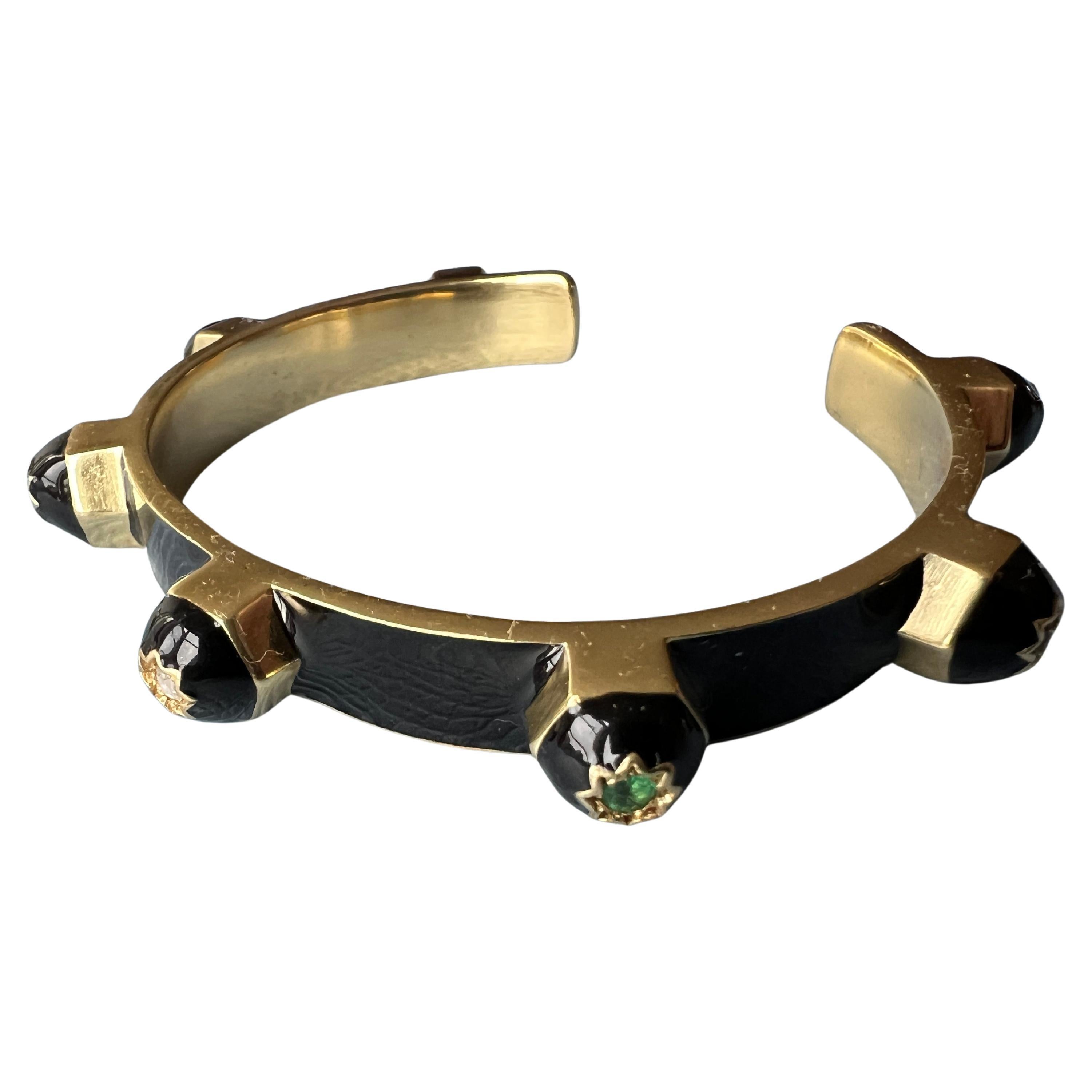 Weißer Diamant Smaragd Stud Armreif Armband Viktorianischen Stil