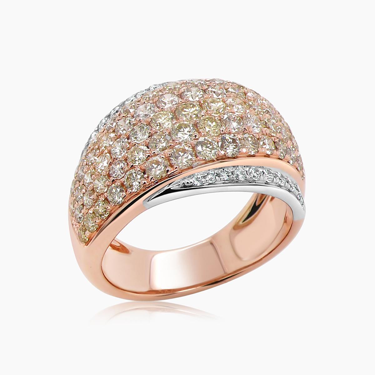 Anello in oro rosa e bianco 18 carati con pavé di diamanti bianchi e colori fantasia In condizioni Nuovo in vendita a Oakton, VA