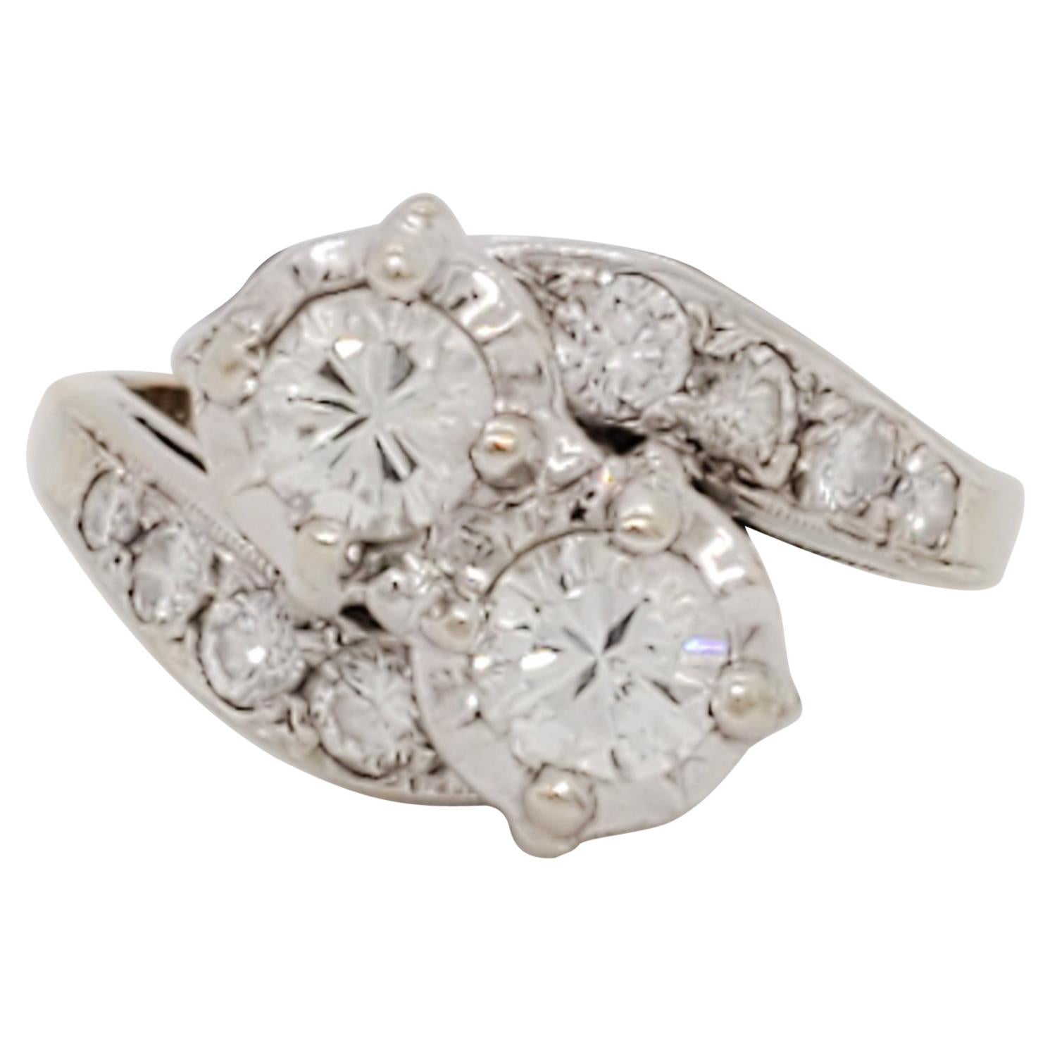 Two Layer TwoTone Fashion Diamond Ring with 14 Karat Rose Gold and