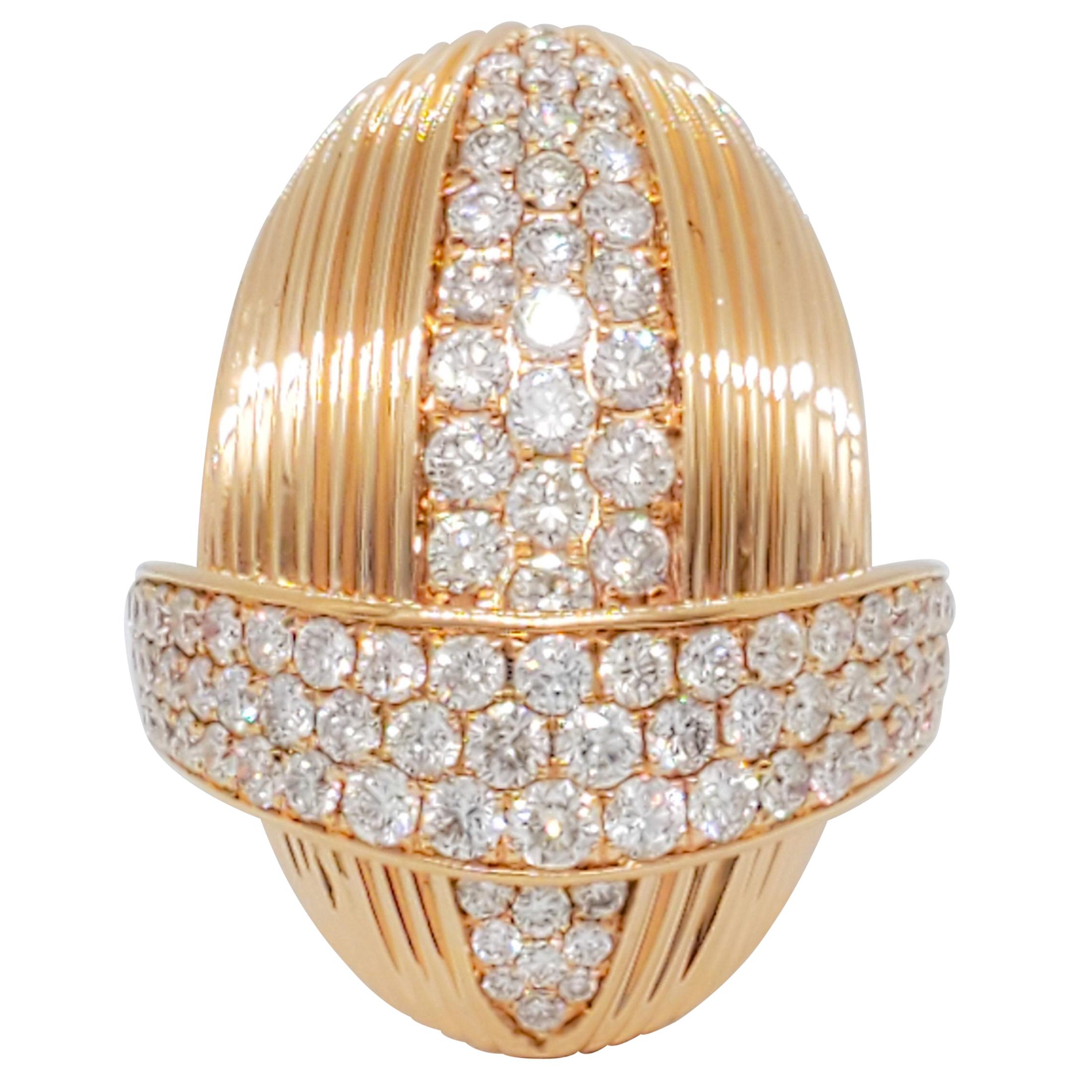 White Diamond Fashion Ring in 18 Karat Rose Gold