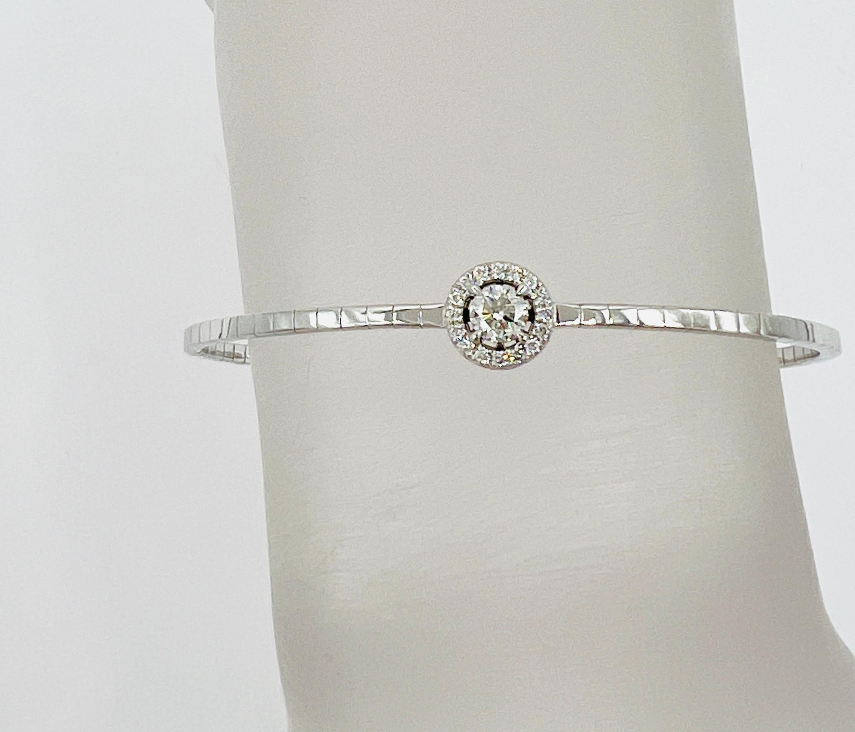 da uomo o donna Bangle flessibile con diamante bianco in oro bianco 14 carati in vendita
