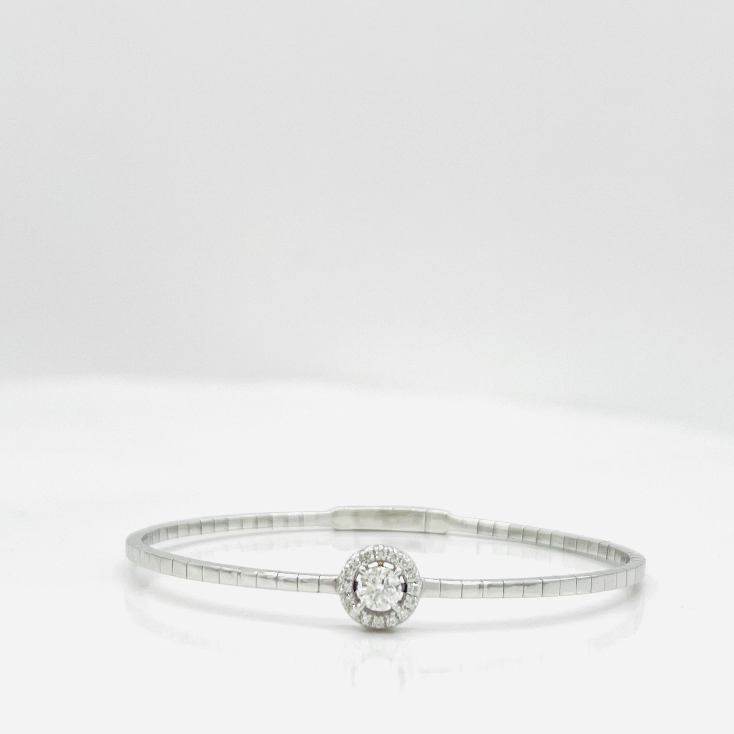 White Diamond Flexible Bangle in 14K White Gold For Sale 3