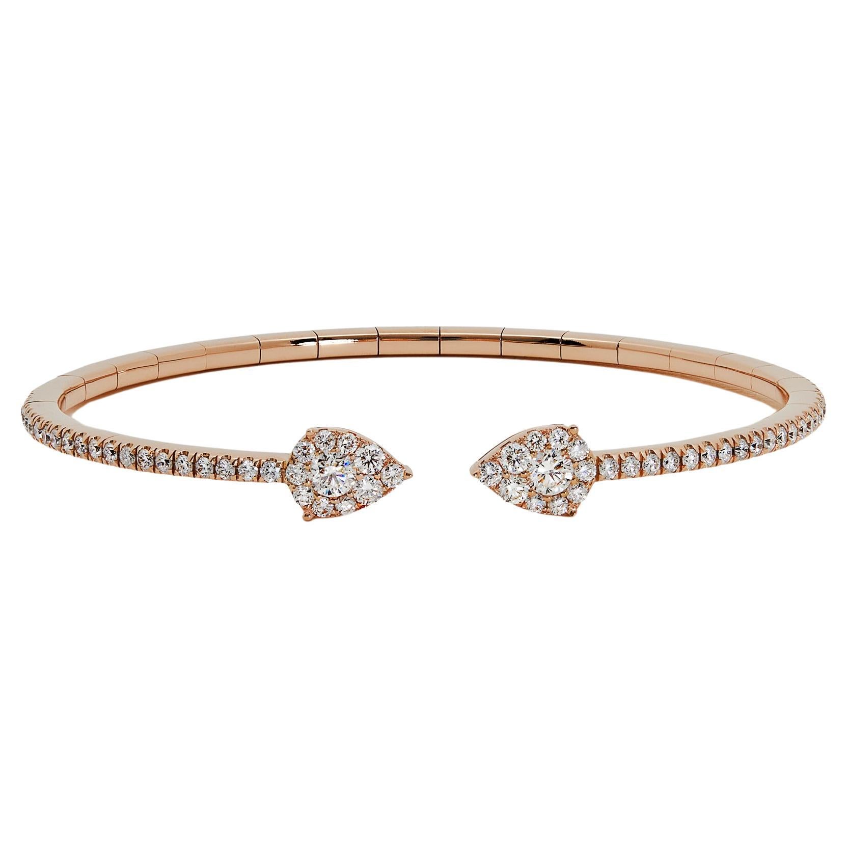 Bracelet manchette flexible en diamants blancs