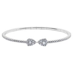 White Diamond Flexible Cuff Bracelet in White Gold