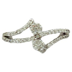 White Diamond Flower Ring in 14K White Gold