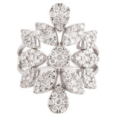 Blumenförmiger Ring aus 18 Karat Weißgold mit weißen Diamanten