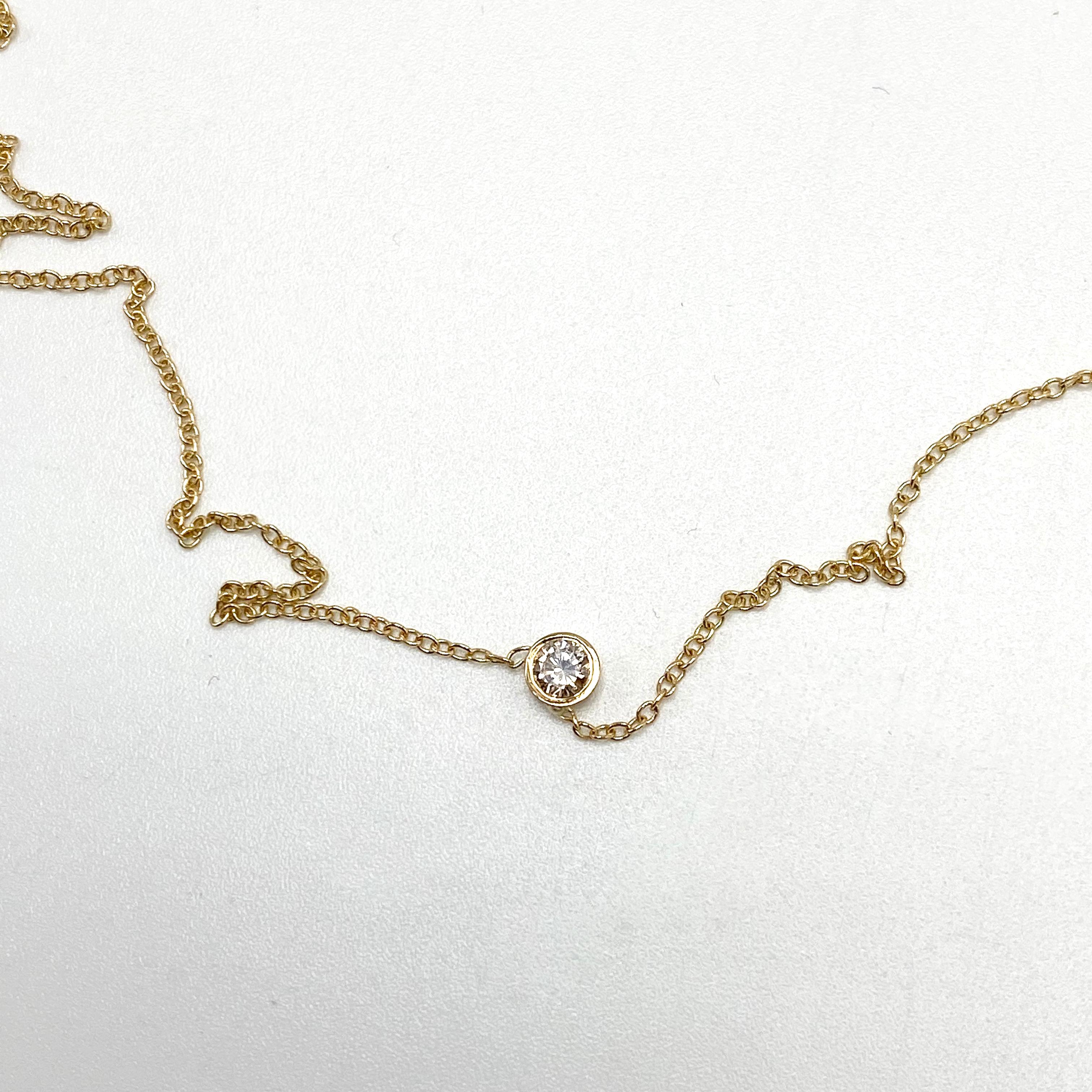White Diamond Gold Chain Necklace Choker In New Condition For Sale In Los Angeles, CA