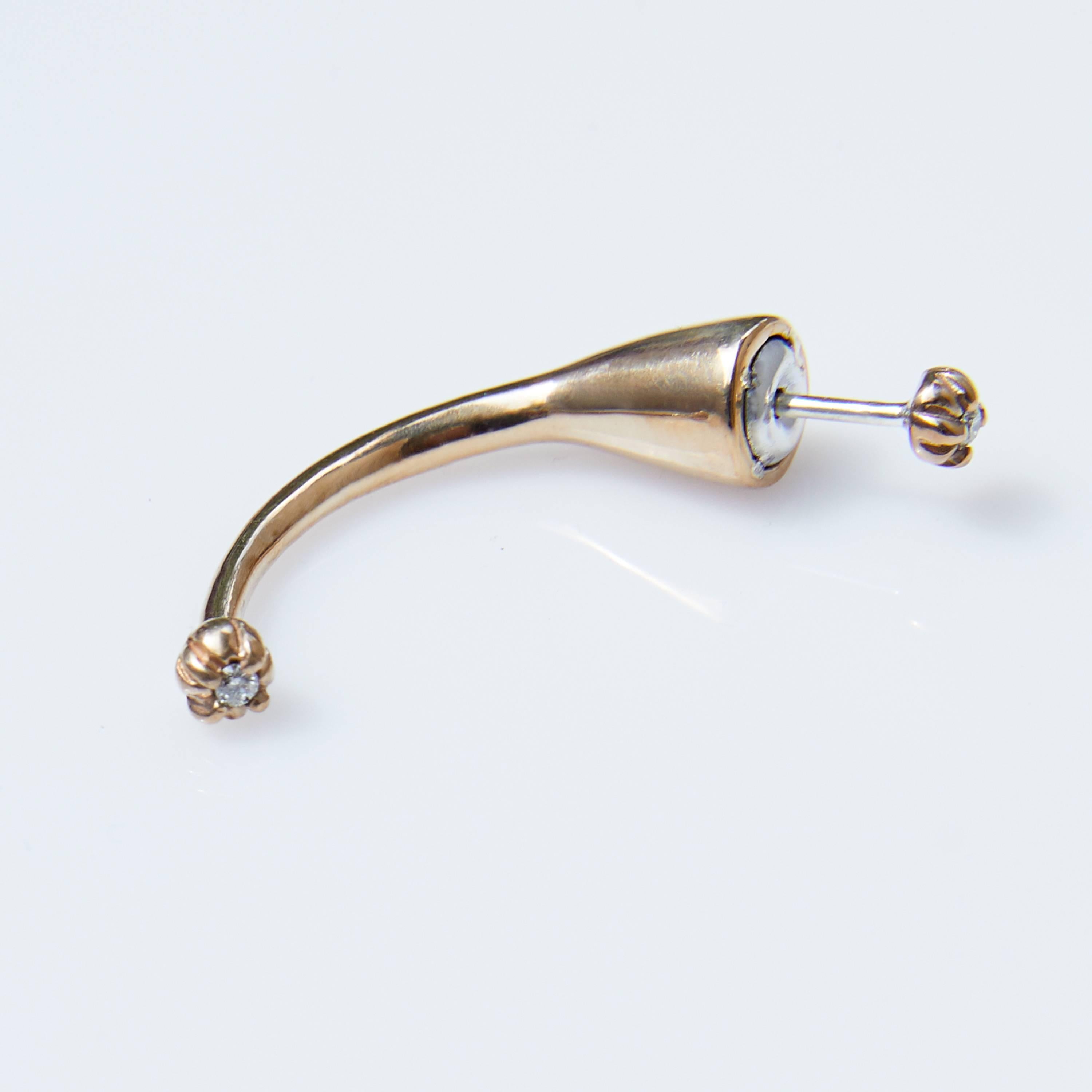 White Diamond Earring Gold Piercing Single J Dauphin 

J DAUPHIN 