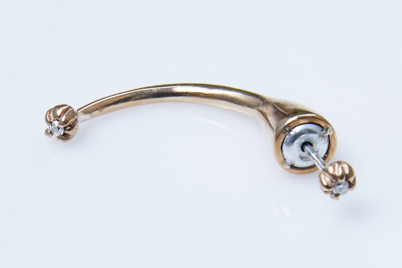 Brilliant Cut White Diamond Gold Earring Piercing J Dauphin For Sale