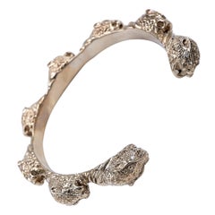 Jaguar Statement-Armreif, Weißer Diamant Gold Jaguar Statement-Armreif, Tierschmuck-Manschette