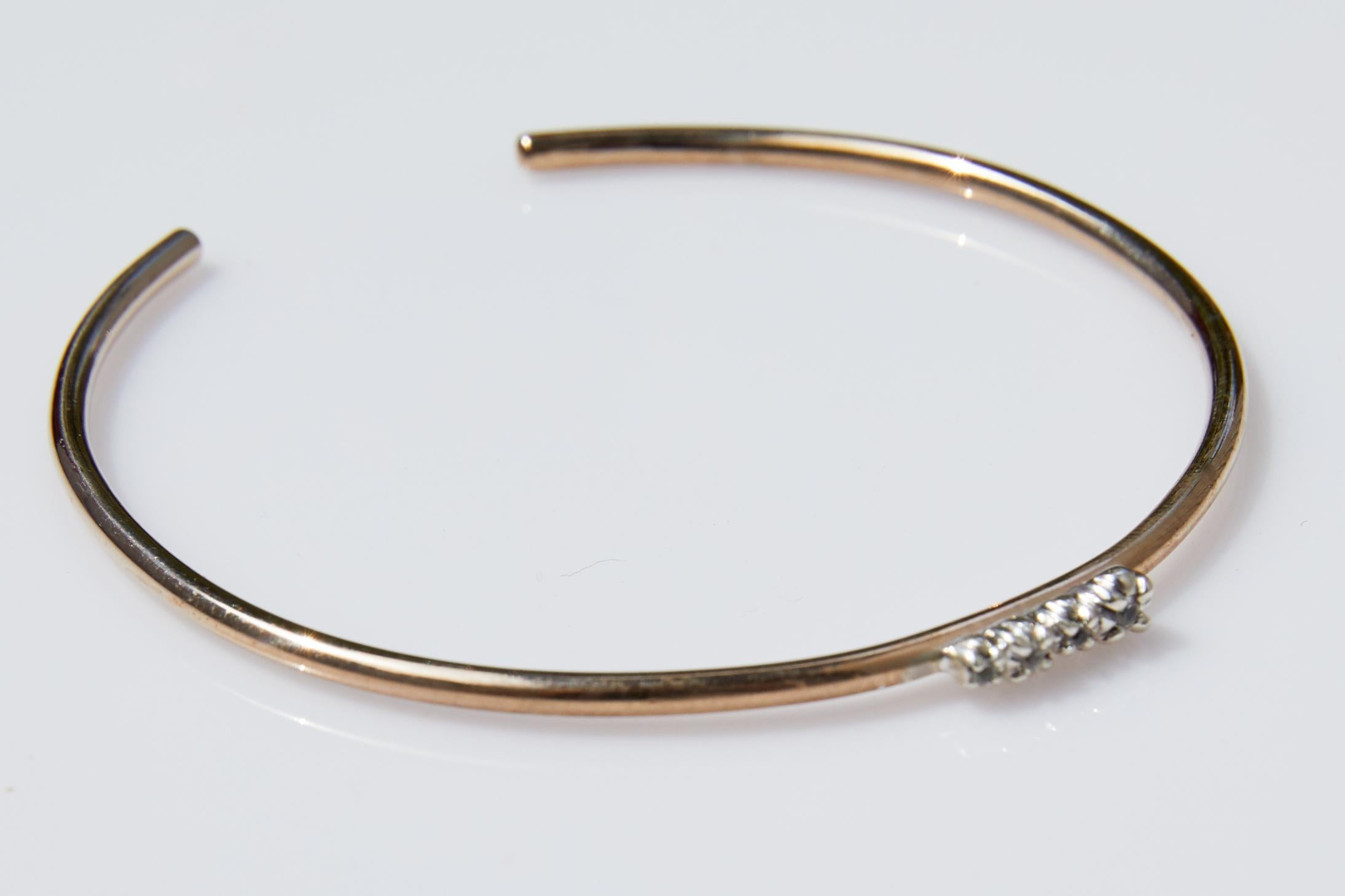Contemporary White Diamond Gold Love Bracelet Bangle Victorian Style J Dauphin For Sale