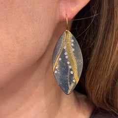 White Diamond Gold Oxidized Silver Marquise Drop Earrings, Atelier Zobel 2026