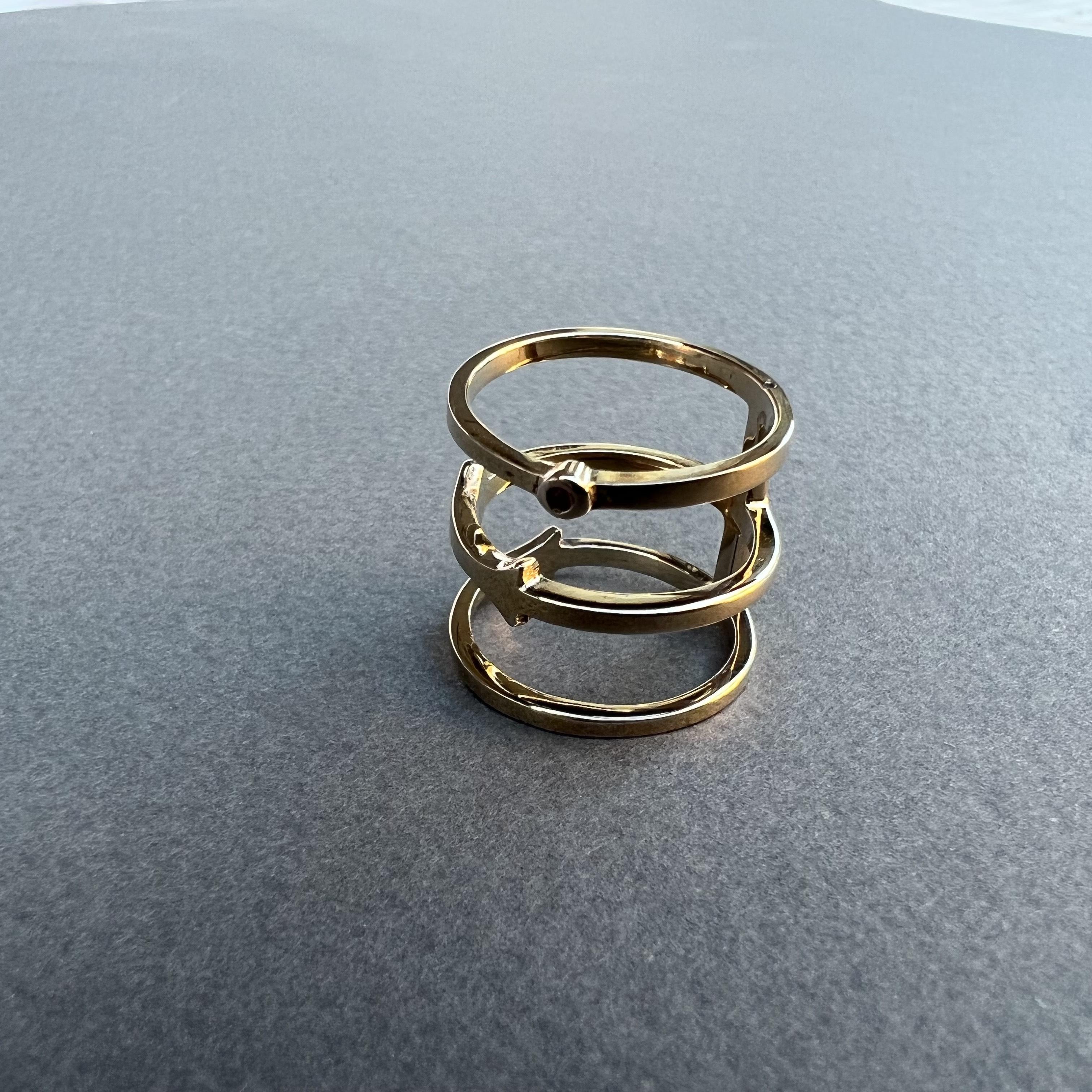 White Diamond Gold Ring Triple Band Cocktail Ring J Dauphin For Sale 4