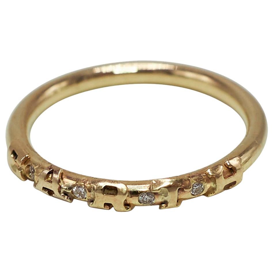 White Diamond Gold Ring Stackable Earth Ring J Dauphin For Sale