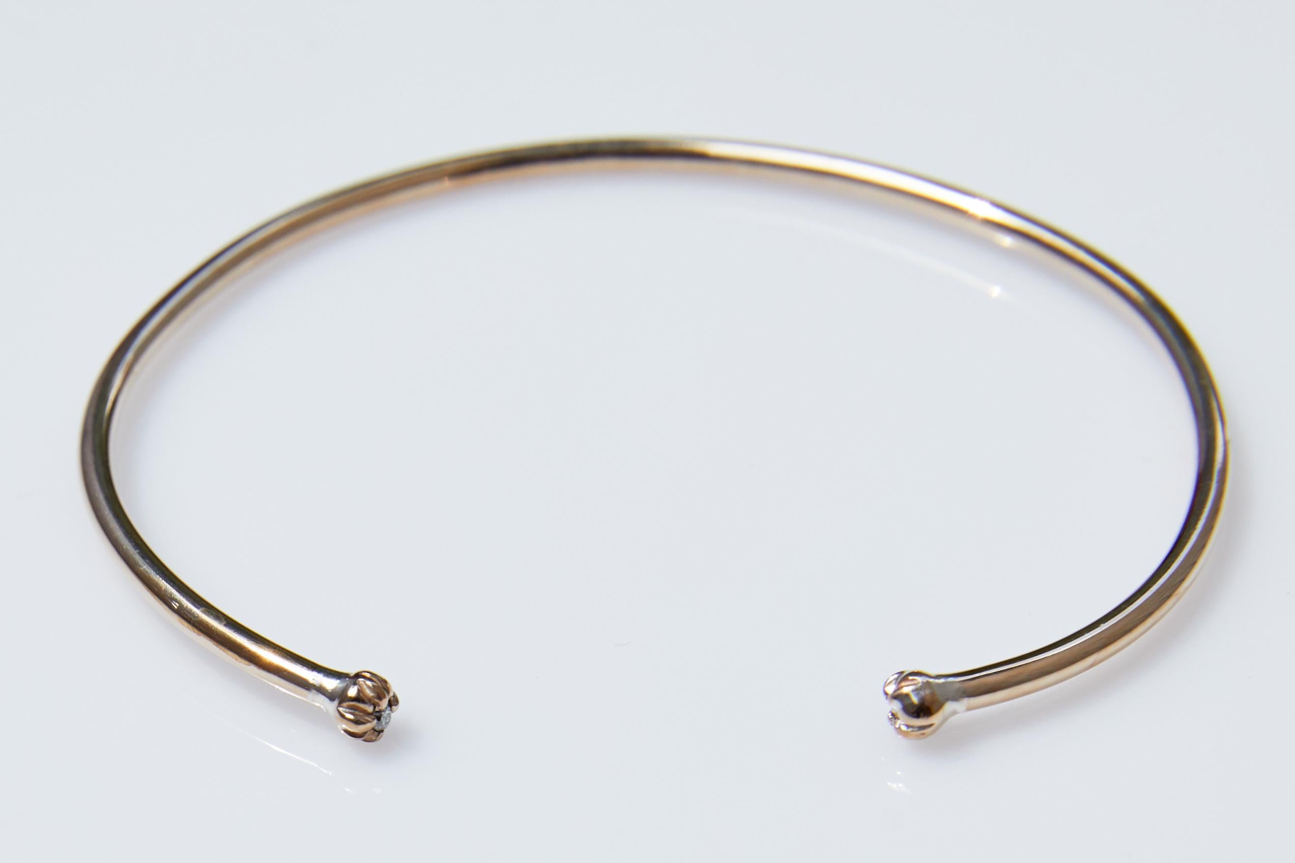 Weißer Diamant Gold Vermeil Armreif Armband Manschette/Manschettenanhänger, stapelbar, Unisex J Dauphin (Brillantschliff) im Angebot