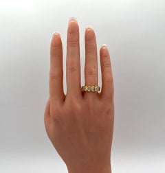 White Diamond Half Moon Eternity Band Ring in 18K Yellow Gold