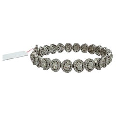 White Diamond Halo Clusters Bracelet in 14K White Gold