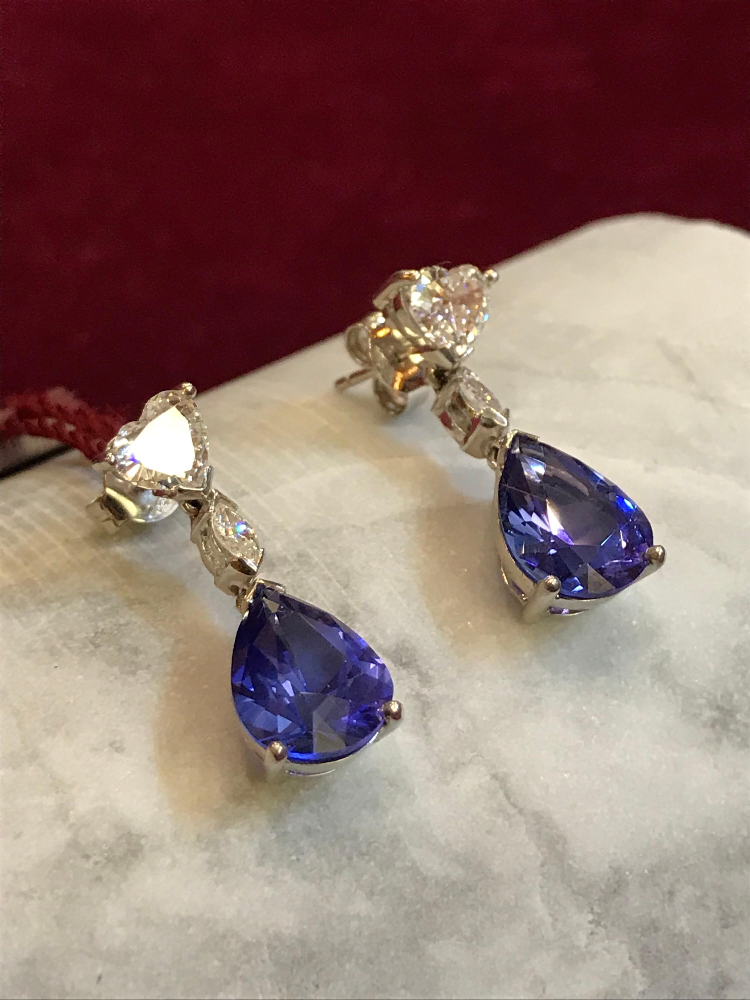 tanzanite heart earrings