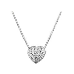 White Diamond Heart Chubby Pendent Set in 18 Karat White Gold Made in Italy