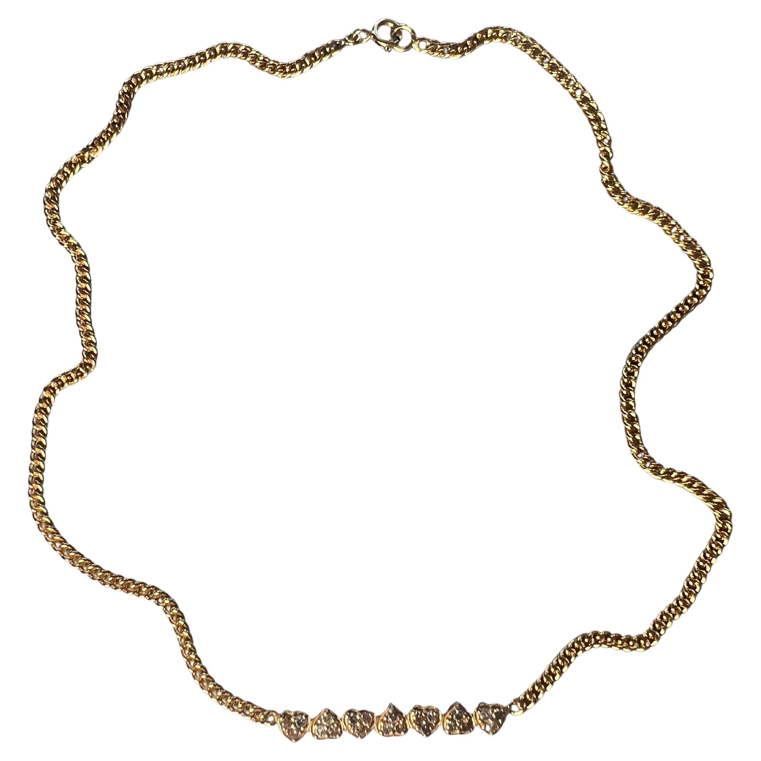 Herz-Choker-Halskette „Seven Hearts“ – Weißer Diamant, Gold