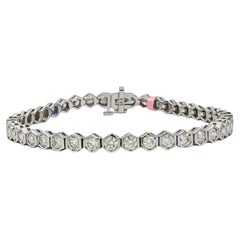 White Diamond "Honeycomb" Tennis Bracelet in 14K White Gold