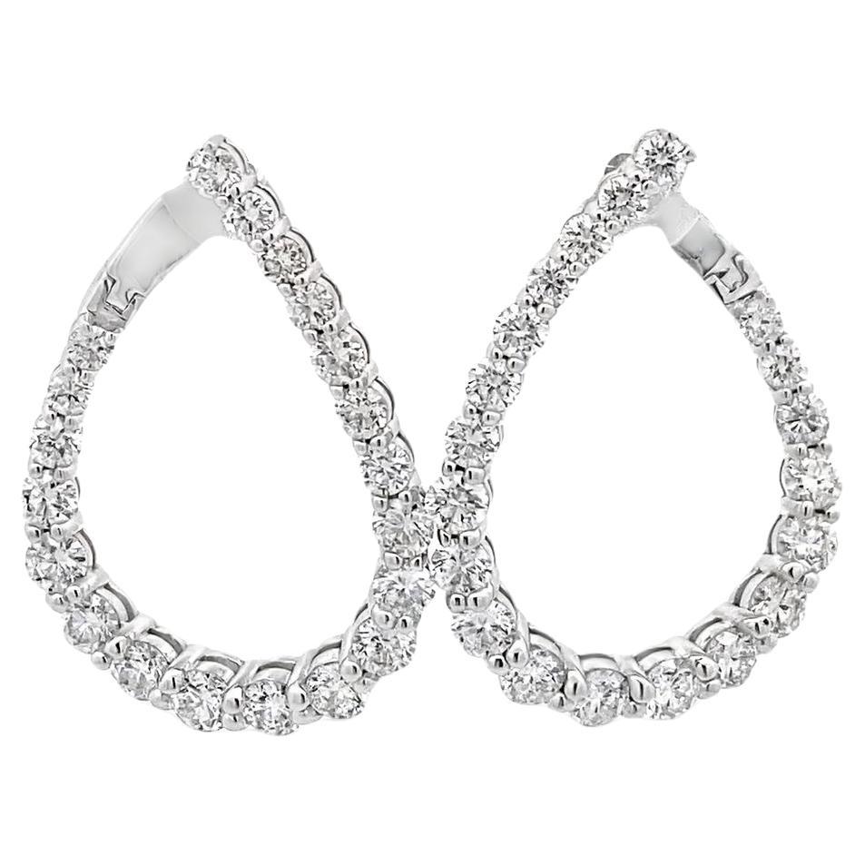 White Diamond Hoop Earrings