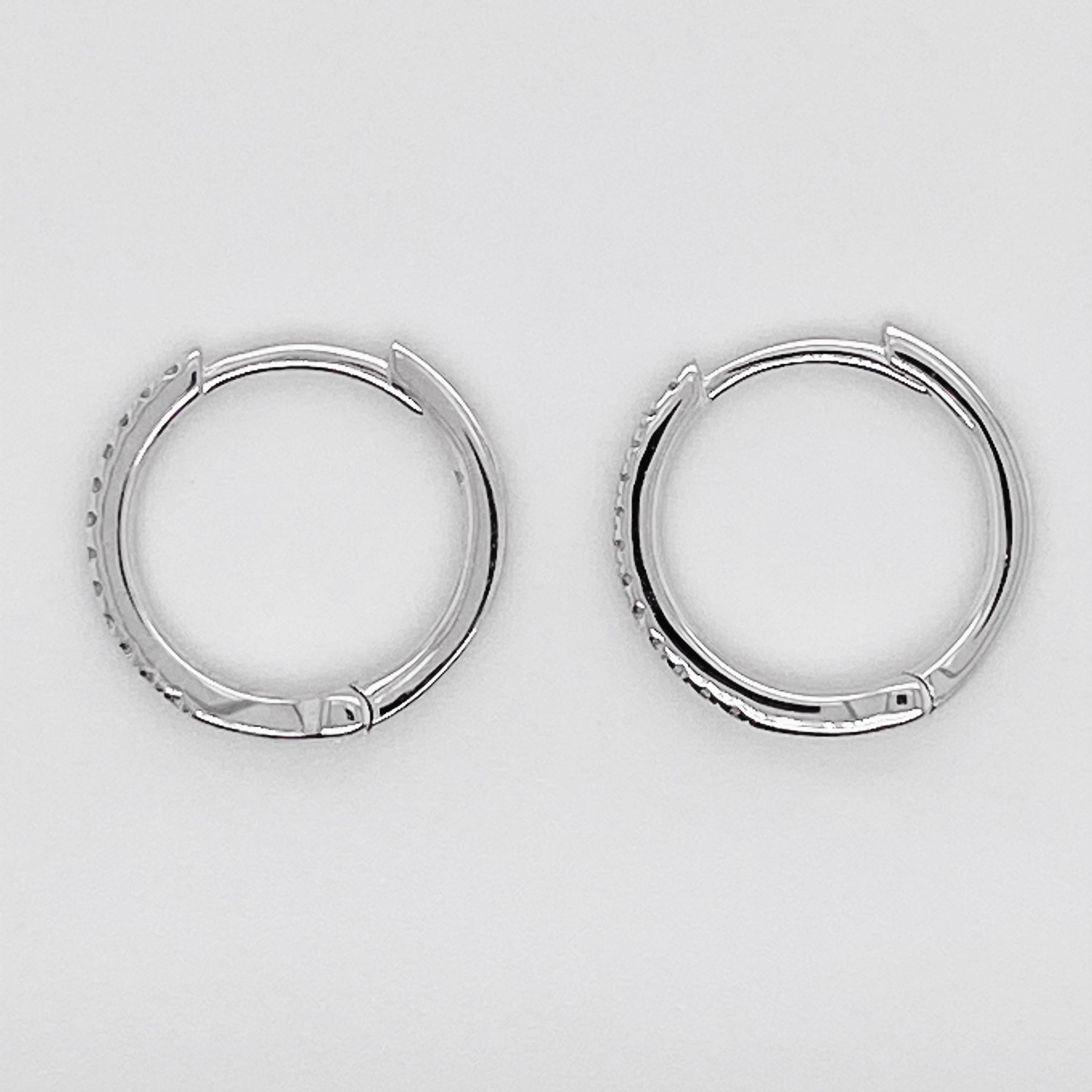 Modern White Diamond Hoop Earrings, White Gold 18 Karat, 18 Karat, Small Hoops, Huggies For Sale