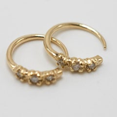 White Diamond Gold Earring Huggies