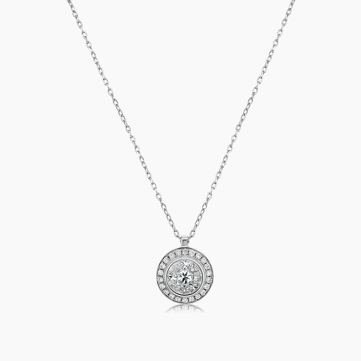 Weißer Diamant Illusion Set Pave 18K Weißgold Anhänger Halskette im Zustand „Neu“ im Angebot in Oakton, VA