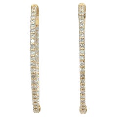 Weiße Diamant-Ohrringe mit In- und Out-Diamant aus 14K Gelbgold