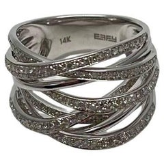 Weißer Diamant Verflechtung Schicht Wellenlinien 14K Weißgold Aussage voll Ring