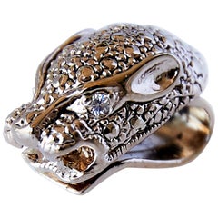 Orecchino di diamante bianco con giaguaro Orecchini a clip con animali dichiarati Bronzo J DAUPHIN