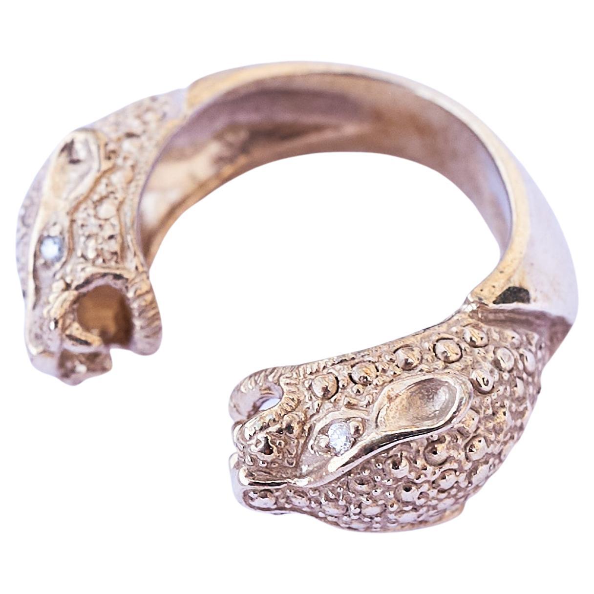 4 pcs White Diamond Jaguar Ring Bronze Animal Jewelry J Dauphin
J DAUPHIN Ring 