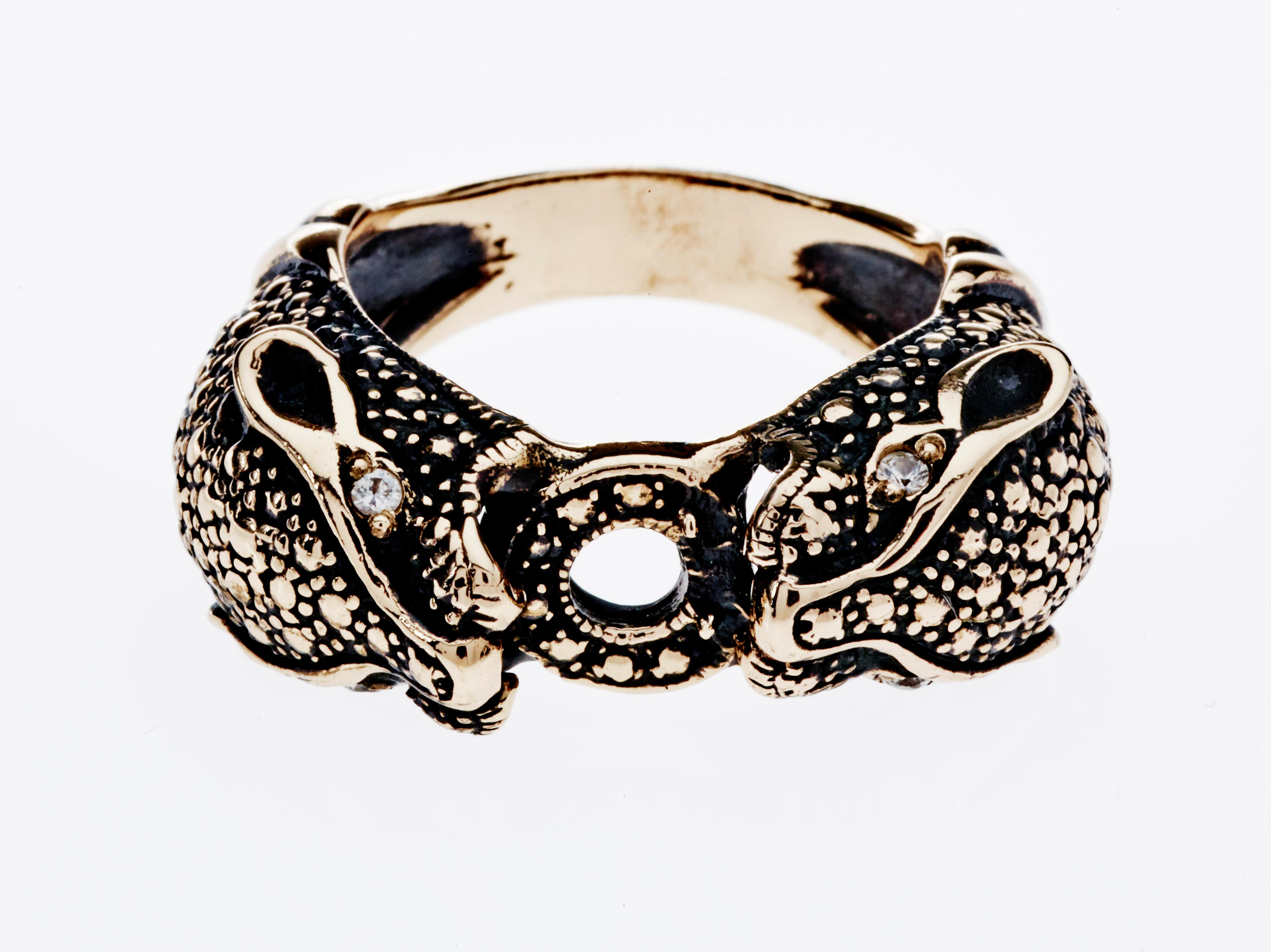Jaguar Ring Gold White Diamond Double Head Animal Jewelry J Dauphin

J DAUPHIN 