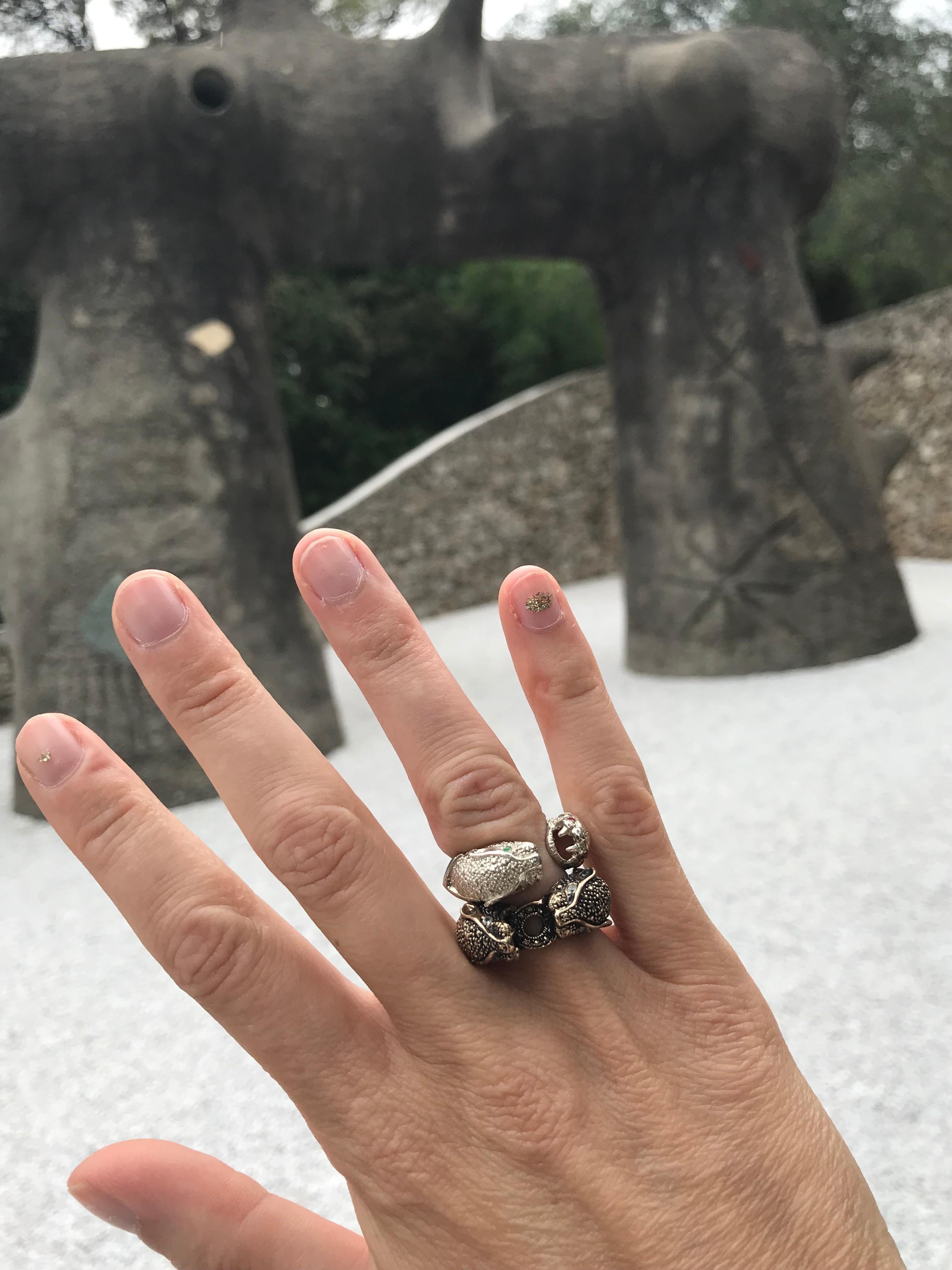 Women's White Diamond Jaguar Ring White Gold Animal Ring For Sale