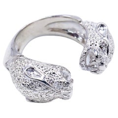 White Diamond Jaguar Ring White Gold Animal Ring