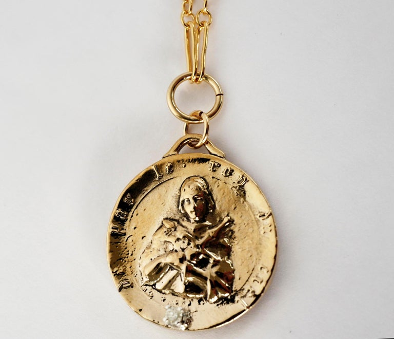 White Diamond Joan of Arc Medal Round Coin Pendant Chain Necklace by J  Dauphin For Sale at 1stDibs | joan of arc pendant necklace, joan of arc  necklace, joan of arc coin