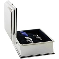 White Diamond Lapis Lazuli Onyx Silver Box Interchangeable Cufflinks