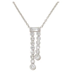 White Diamond Lariat Pendant Necklace in 14k White Gold