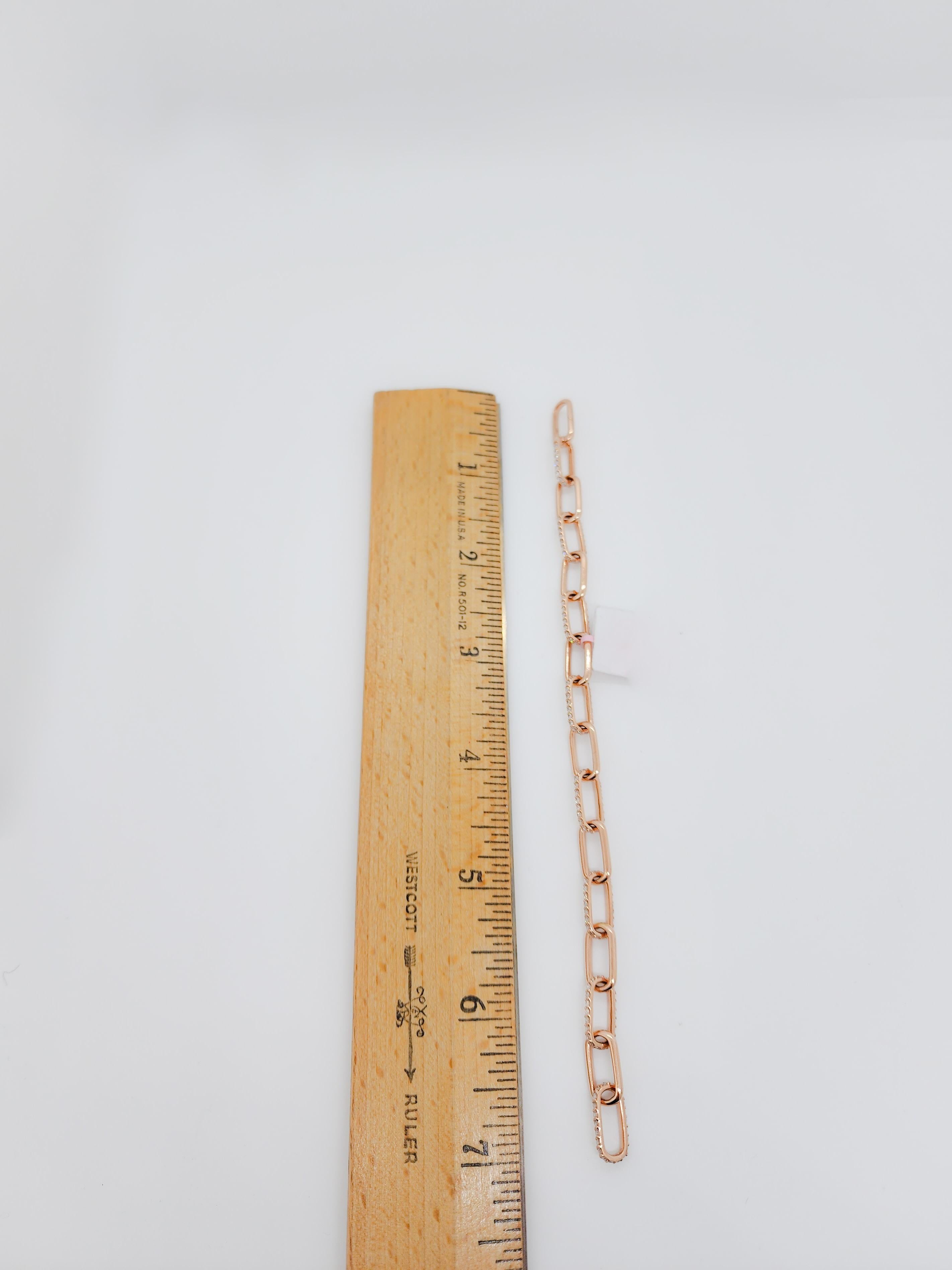 White Diamond Link Bracelet in 14k Rose Gold In New Condition In Los Angeles, CA