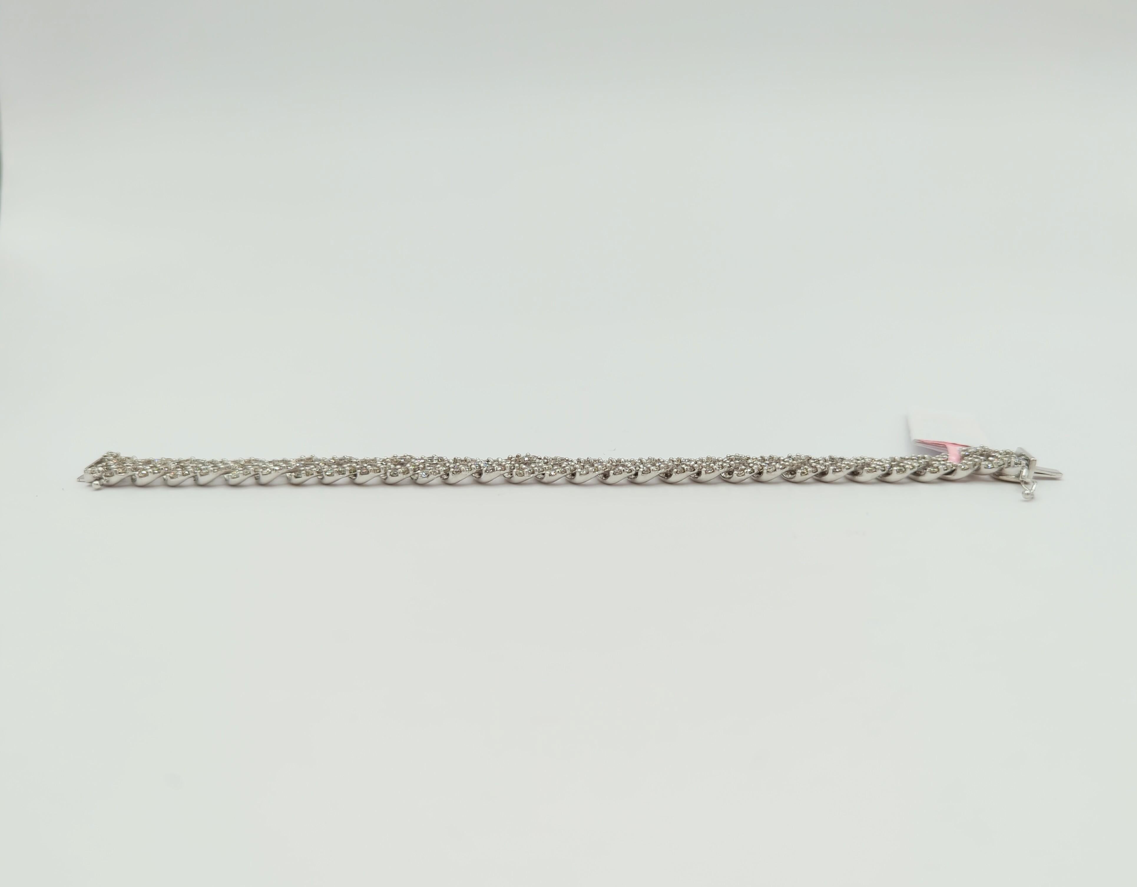 da uomo o donna Bracciale A Link con diamanti bianchi in oro bianco 14 carati in vendita