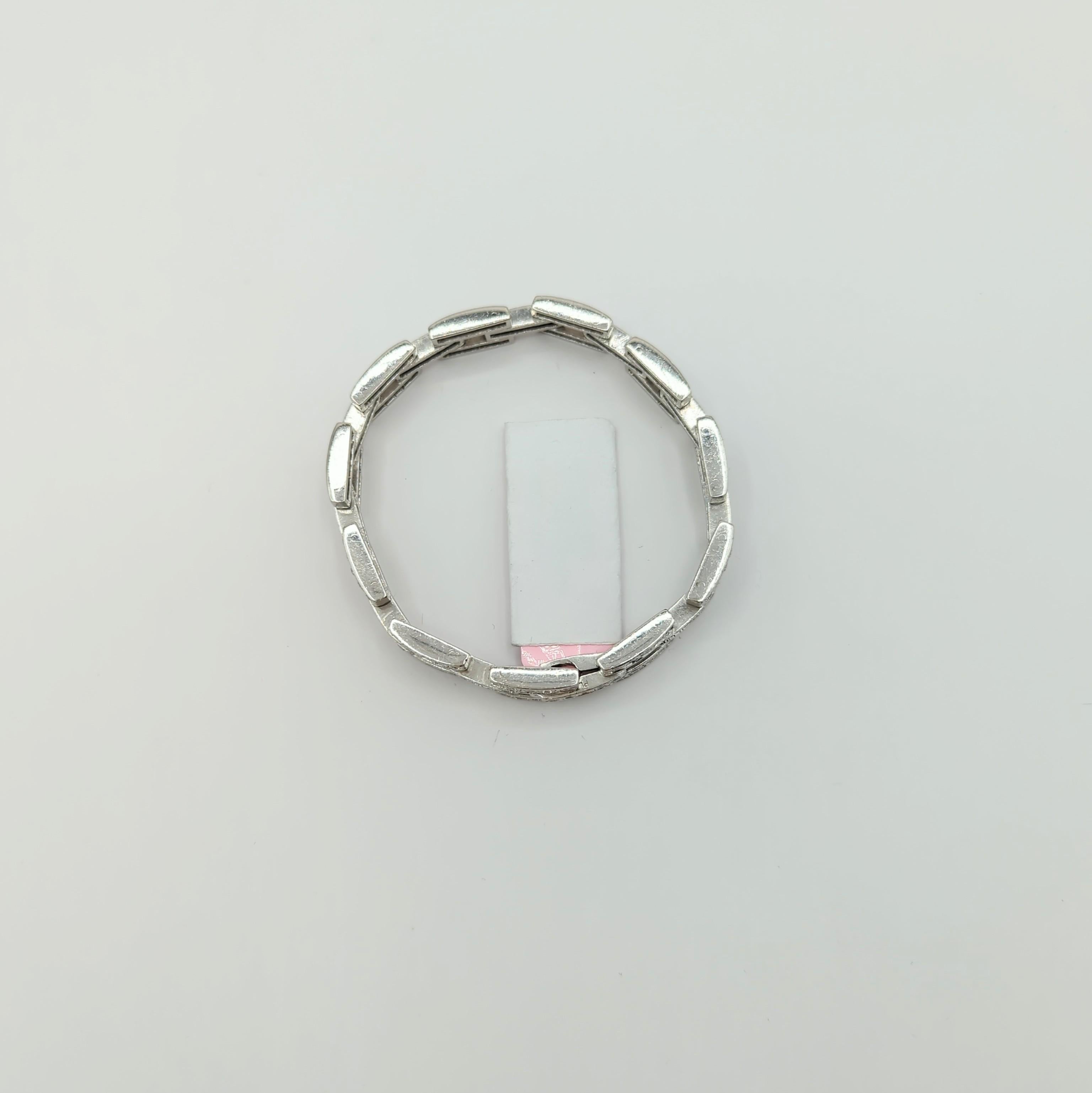 Women's or Men's White Diamond Link Bracelet in Platinum For Sale