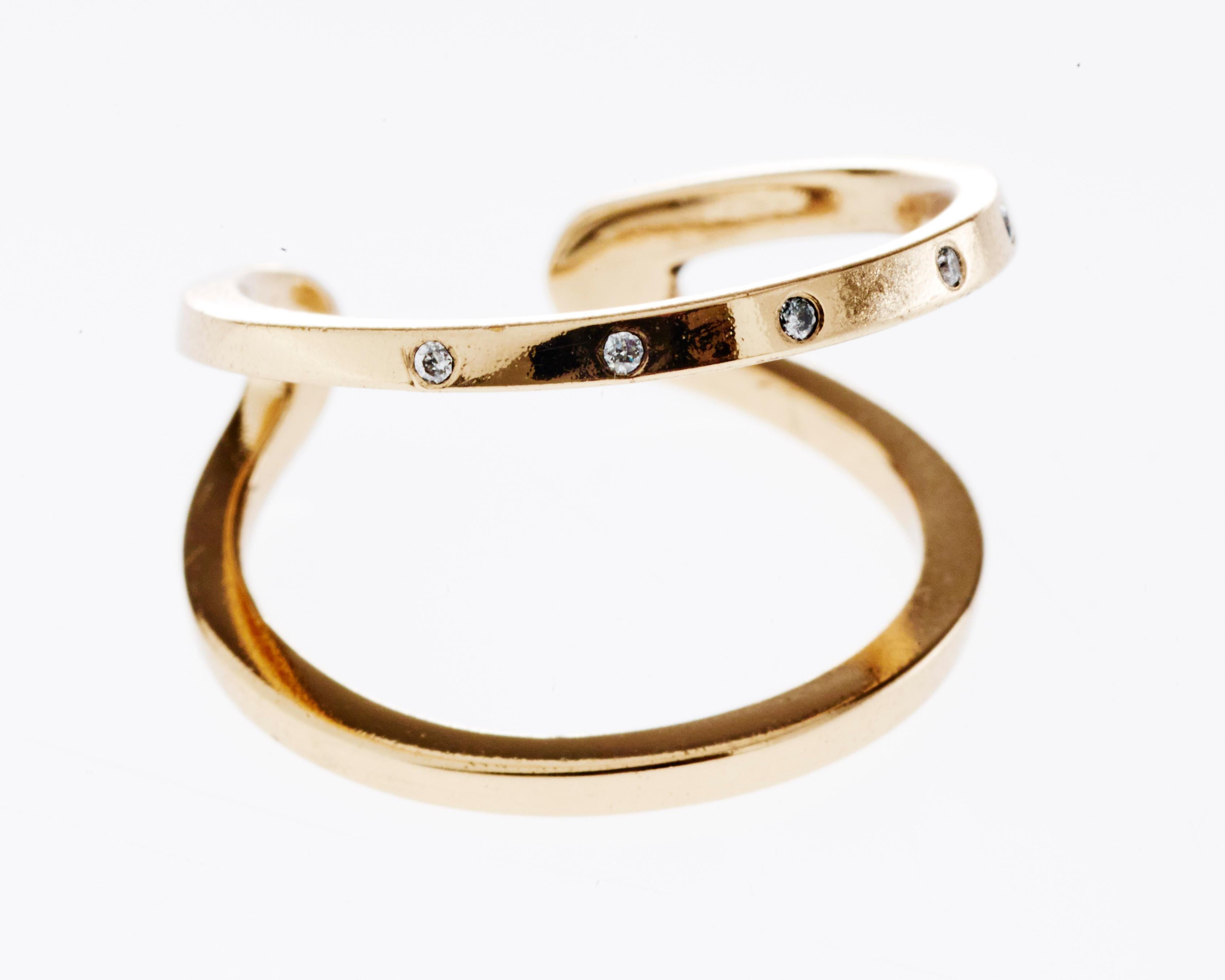 Contemporary White Diamond Love Ring Open Adjustable Bronze J Dauphin For Sale