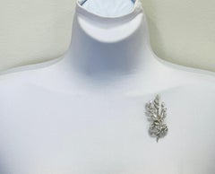 White Diamond Marquise and Baguette Brooch in Platinum