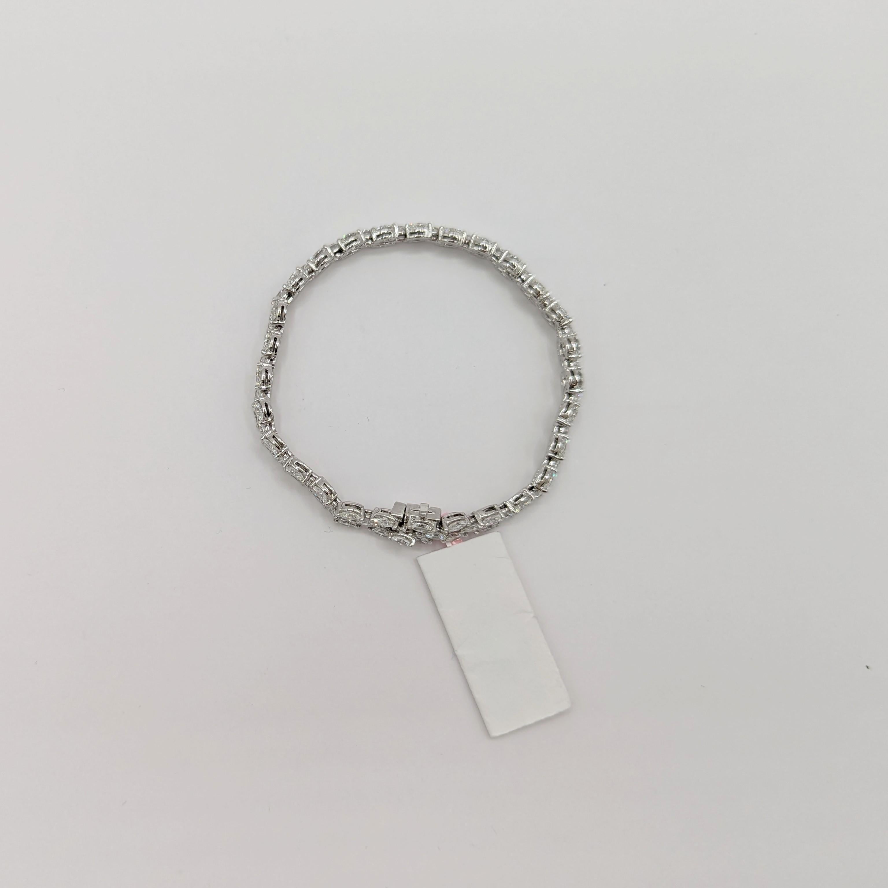 White Diamond Marquise Bracelet in 14K White Gold For Sale 1