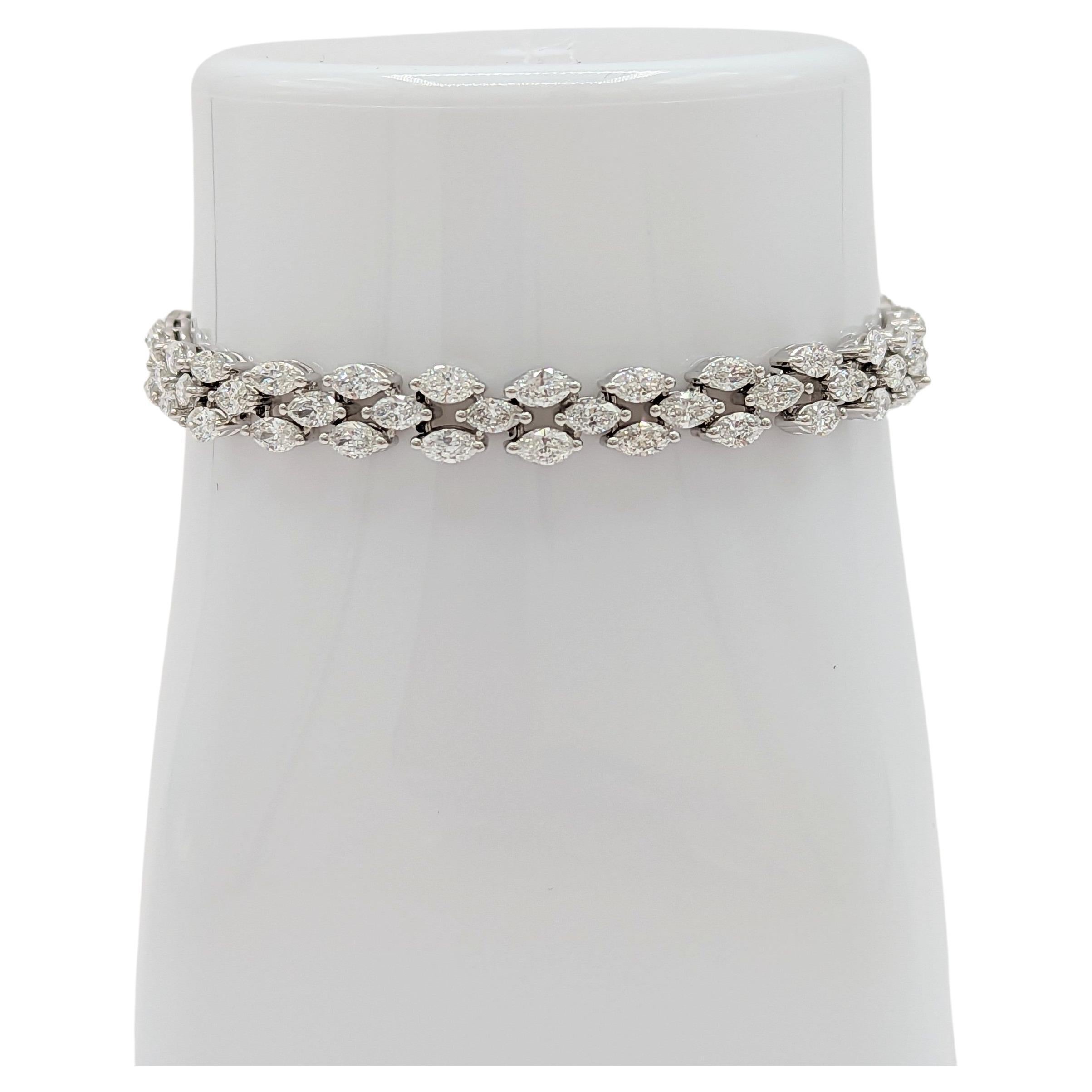 White Diamond Marquise Bracelet in 14K White Gold For Sale